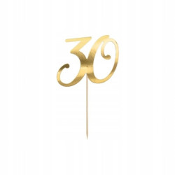 TOPPER NA TORT ”30” ZŁOTY 20,5cm