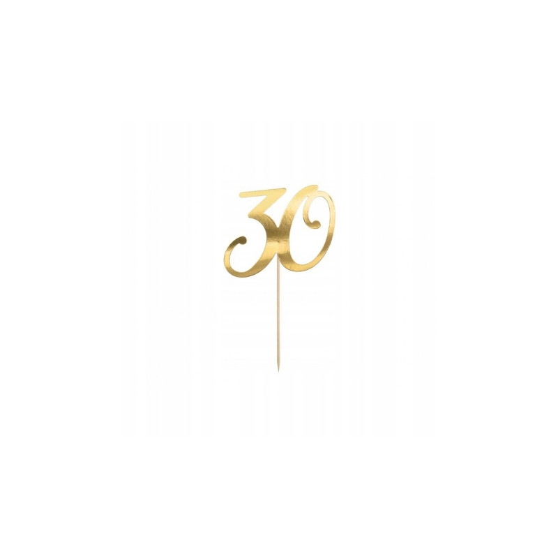 TOPPER NA TORT ”30” ZŁOTY 20,5cm