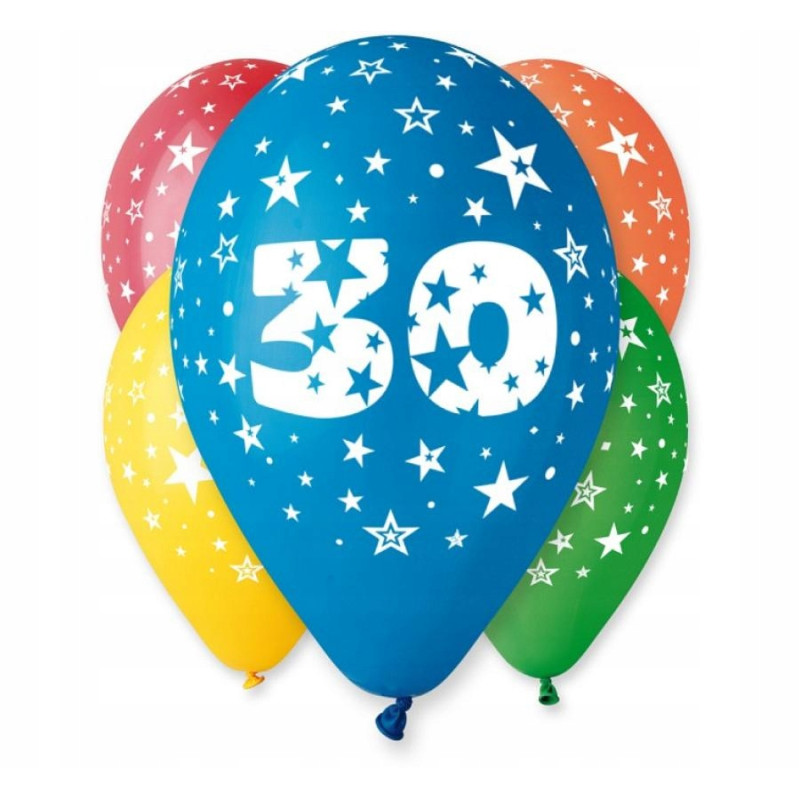 BALONY Z NADRUKIEM CYFRA 30 5SZT