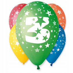 BALONY Z NADRUKIEM CYFRA 3 5SZT