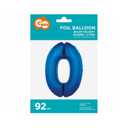 BALON FOLIOWY CYFRA NIEBIESKA 0 92CM