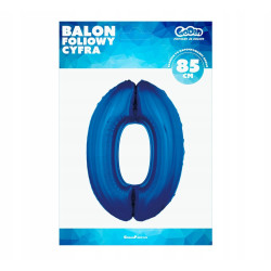 BALON FOLIOWY CYFRA NIEBIESKA 0 92CM
