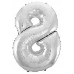 BALON CYFRA SREBRNY 8 NA HEL 92CM