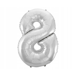 BALON CYFRA SREBRNY 8 NA HEL 92CM
