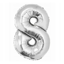 BALON CYFRA SREBRNY 8 NA HEL 92CM