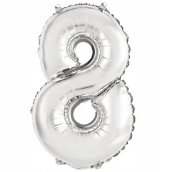 BALON CYFRA SREBRNY 8 NA HEL 92CM