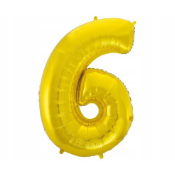 BALON FOLIOWY CYFRA 6 92CM ZŁOTA