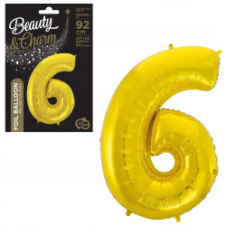 BALON FOLIOWY CYFRA 6 92CM ZŁOTA