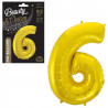 BALON FOLIOWY CYFRA 6 92CM ZŁOTA