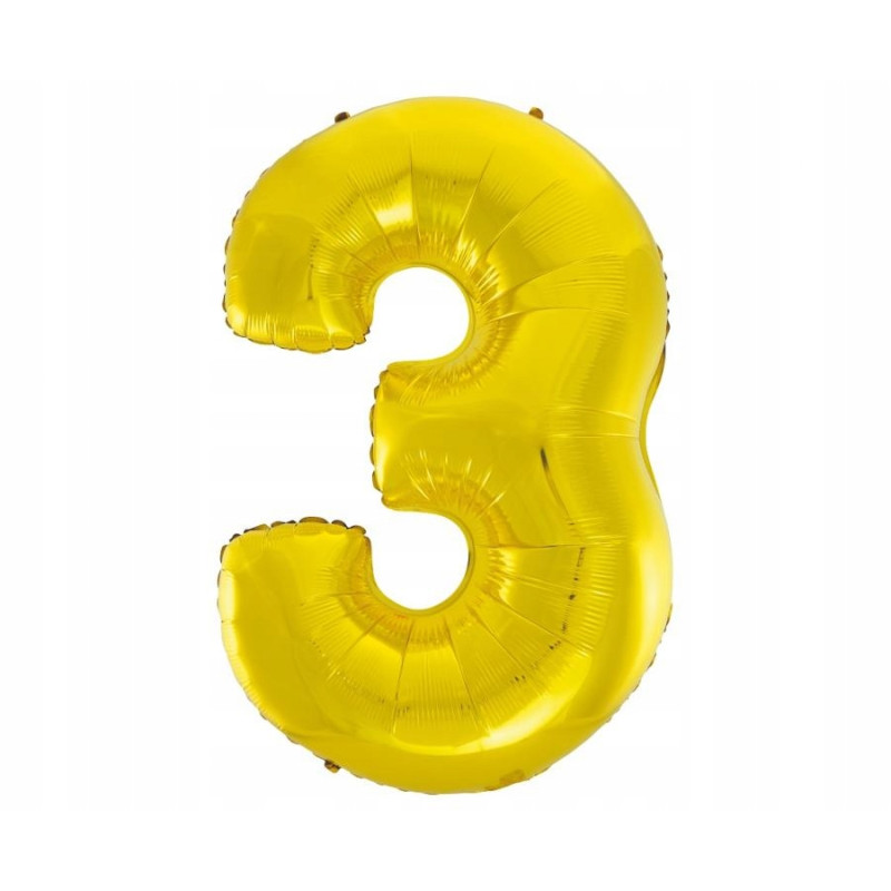 BALON CYFRA ZŁOTY 3 NA HEL 92CM