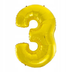 BALON CYFRA ZŁOTY 3 NA HEL 92CM