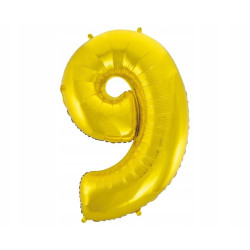 BALON FOLIOWY ZŁOTY CYFRA 9 92CM