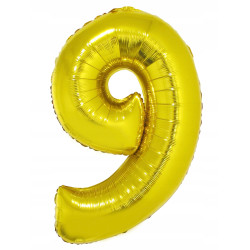 BALON FOLIOWY ZŁOTY CYFRA 9 92CM