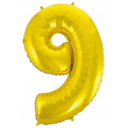 BALON FOLIOWY ZŁOTY CYFRA 9 92CM