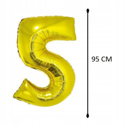 BALON CYFRA ZŁOTY 5 NA HEL 92CM