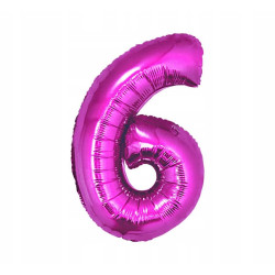 BALON FOLIOWY CYFRA RÓŻOWA 6 92CM