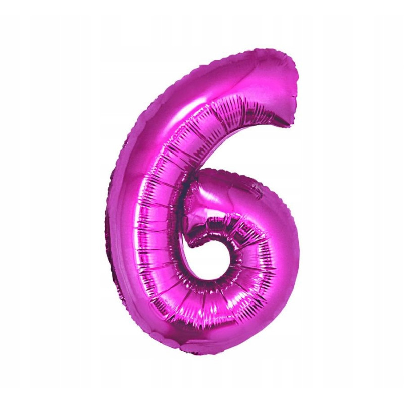 BALON FOLIOWY CYFRA RÓŻOWA 6 92CM