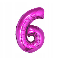 BALON FOLIOWY CYFRA RÓŻOWA 6 92CM