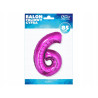 BALON FOLIOWY CYFRA RÓŻOWA 6 92CM