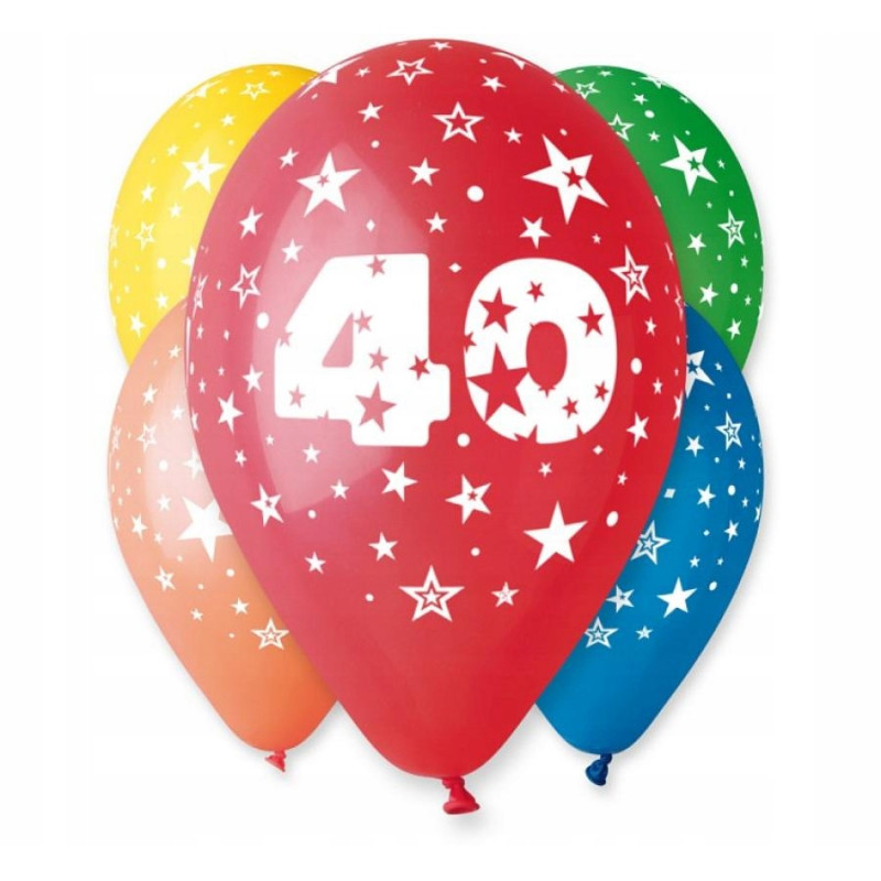 BALONY Z NADRUKIEM CYFRA 40 5SZT