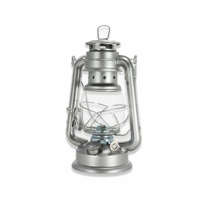 LAMPA NAFTOWA SREBRNA 24cm