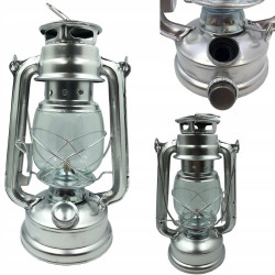 LAMPA NAFTOWA SREBRNA 24cm