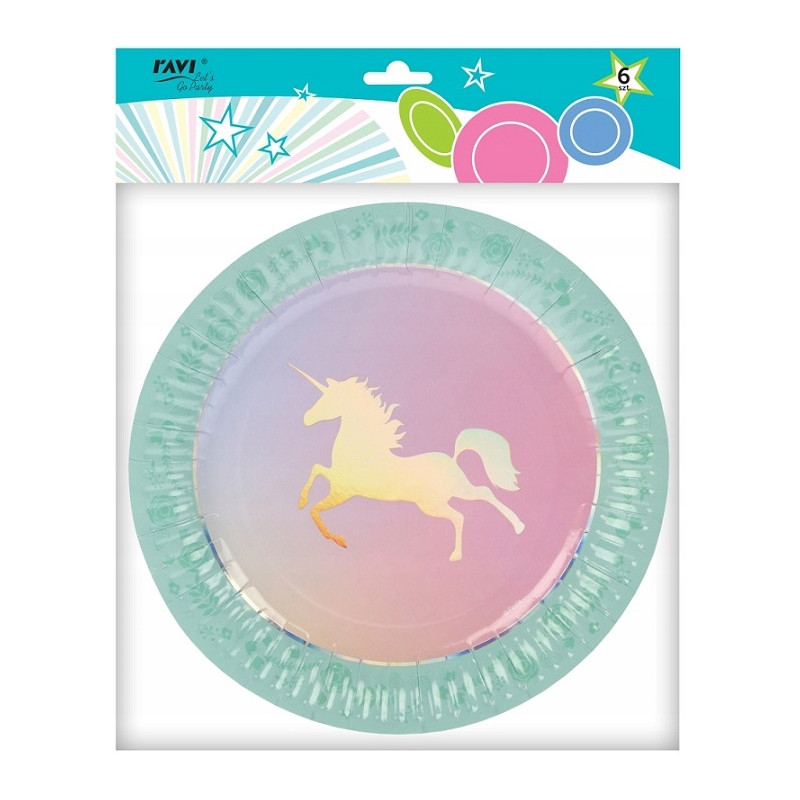 Talerze papierowe Unicorn 23 cm / 6 szt.