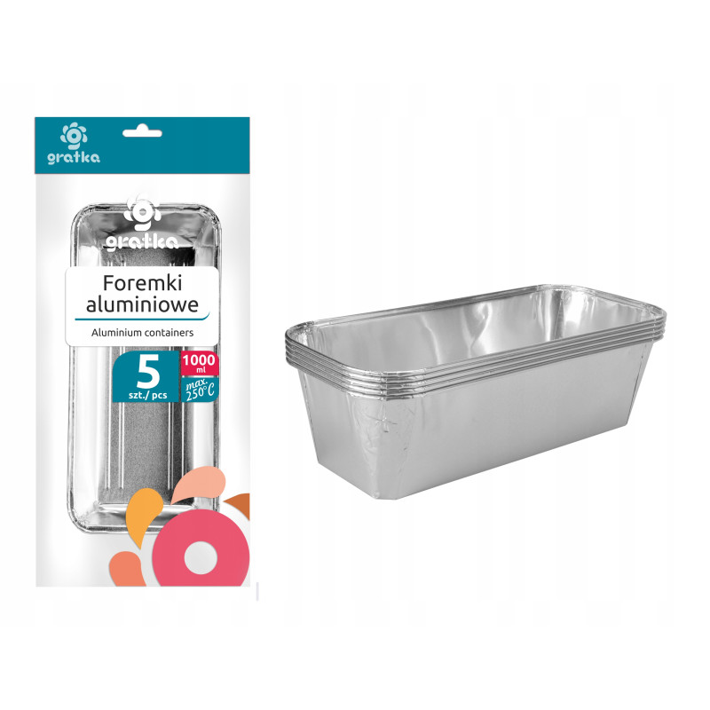 GRATKA Foremki aluminiowe 1000 ml 5 szt.