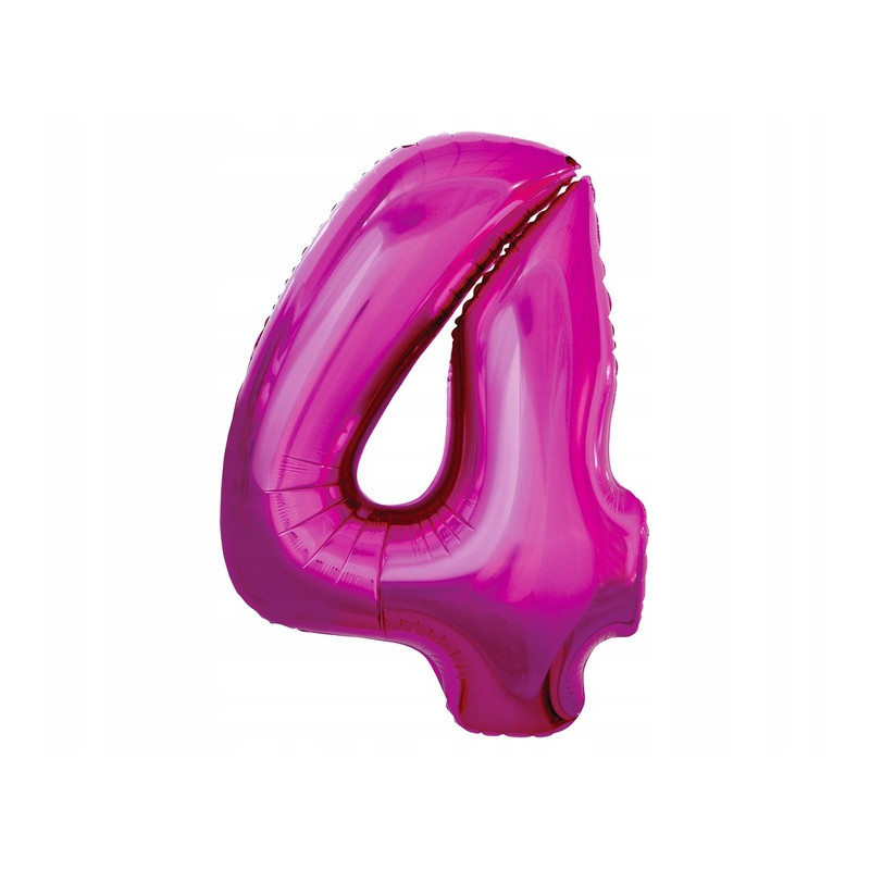 BALON FOLIOWY CYFRA 4 92CM RÓŻOWY