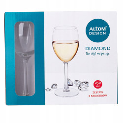 Kieliszki do wina białego Diamond 250 ml komplet 6 sztuk