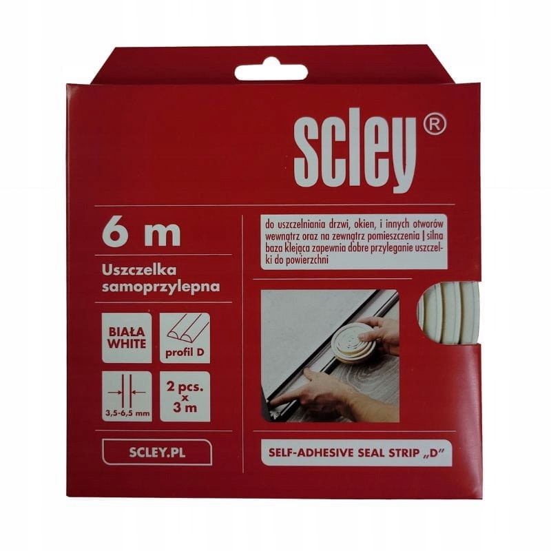 Uszczelka typ D biała 6m kartonik 3,5 do 6,5mm