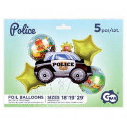 Balony foliowe NA HEL zestaw 5SZT Policja
