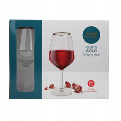 RUBIN GOLD KOMPLET 6 KIELISZKÓW WINO CZERWONE 530