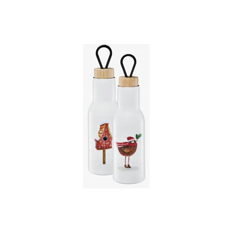BUTELKA TERMICZNA ŚWIĄTECZNA 400ML PTASZEK