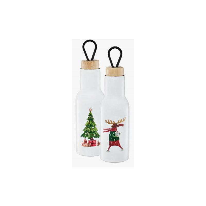 BUTELKA TERMICZNA 400ML ŚWIĄTECZNA ŁOŚ