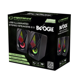 GŁOŚNIKI BOOGIE RAINBOW 2.0 USB LED ESPERANZA