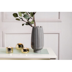 WAZON PORCELANOWY RELIEF POPIELATY 12X12X24.5 CM