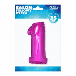 BALON FOLIOWY CYFRA RÓŻOWA 1 92CM