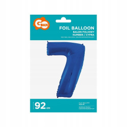 BALON FOLIOWY CYFRA 7 92CM NIEBIESKA