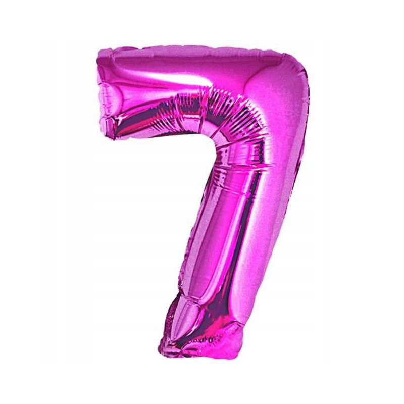 BALON FOLIOWY CYFRA 7 92CM RÓŻOWY