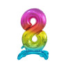 BALON FOLIOWY CYFRA 8 STOJĄCA TĘCZOWA 74CM
