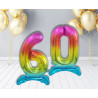 BALON FOLIOWY CYFRA 6 STOJĄCA TĘCZOWA 74CM