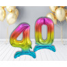 BALON FOLIOWY CYFRA 6 STOJĄCA TĘCZOWA 74CM