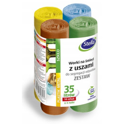 WORKI NA ŚMIECI Z TAŚMĄ EKO 35L 15SZT EKOLOGICZNE