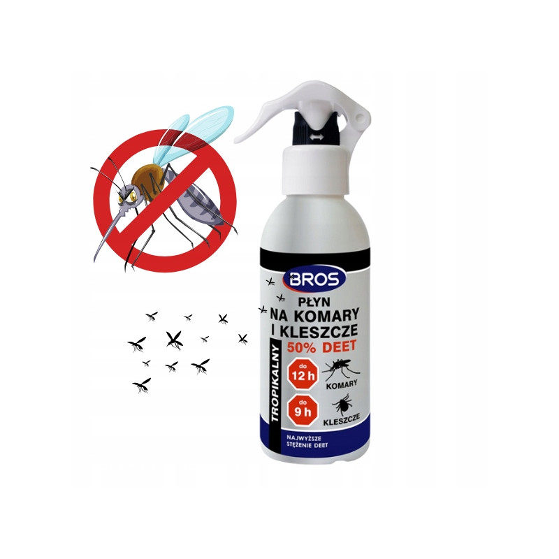 Płyn na KOMARY KLESZCZE 130 ml Środek PRZECIWKO KOMAROM KLESZCZOM 50% DEET