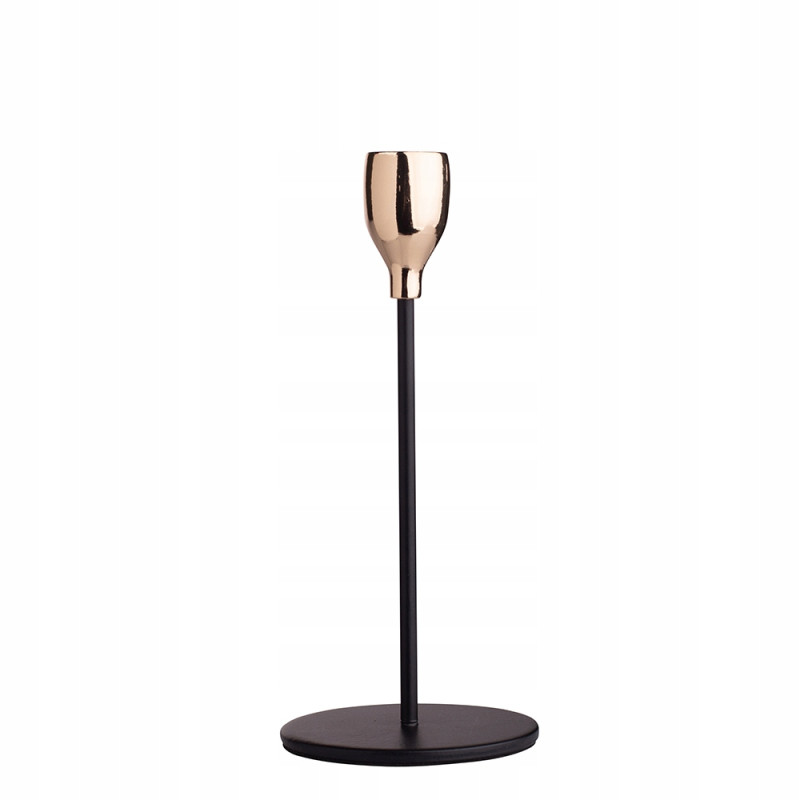ŚWIECZNIK CIENKI 8X8X18.5 CM CZARNO-ZŁOTY