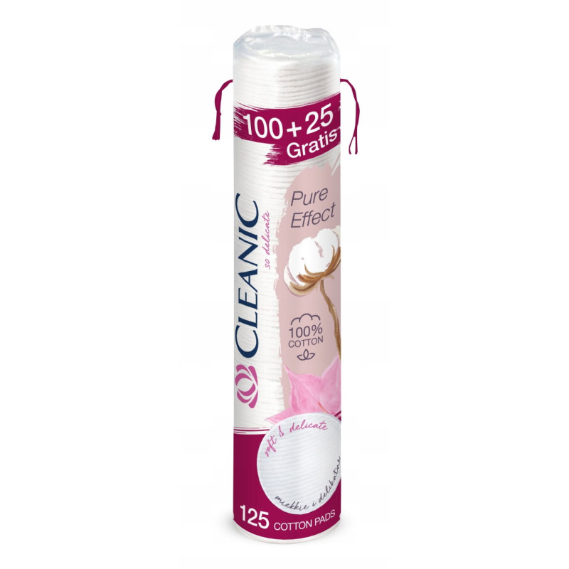Płatki kosmetyczne do demakijażu bawełniane Cleanic Pure Effect 125 szt