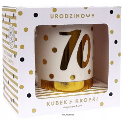 KUBEK NA PREZENT NA 70 URODZINY W KROPKI