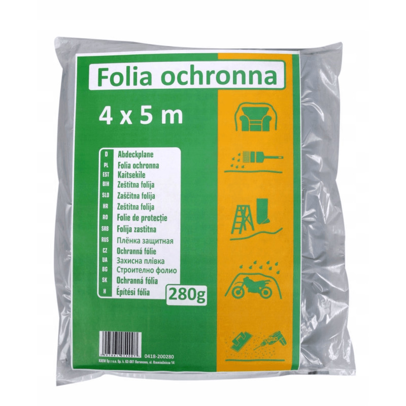 Folia ochronna budowlana 4 x 5 m 280 g regranulat