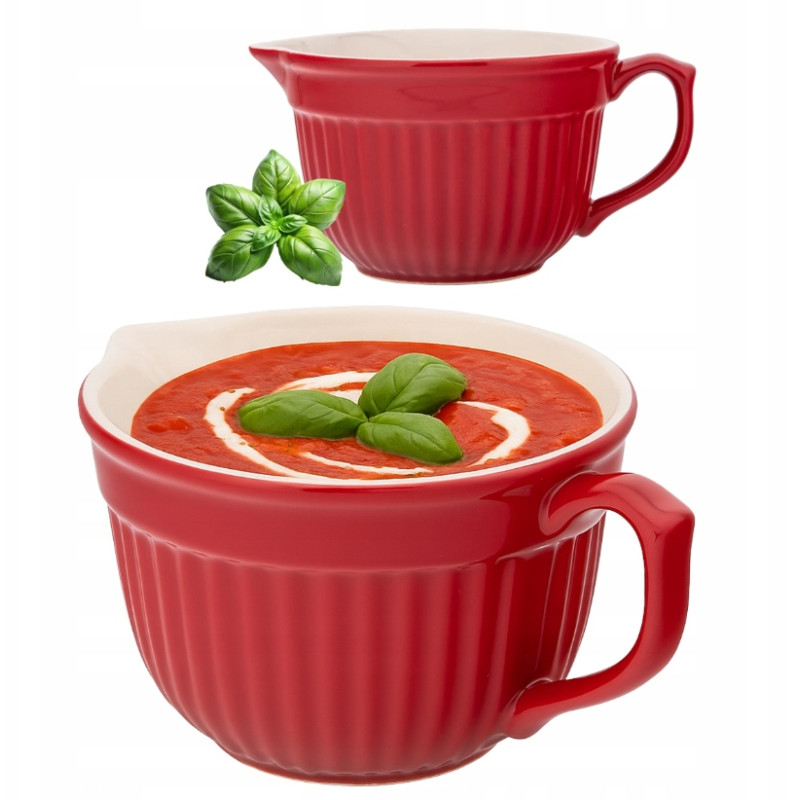 RED CHILLI NACZYNIE CERAMICZNE Z UCHWYTEM I WYLEWKĄ 17.5X13.5X9 CM 550 ML